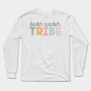 Kinder Teacher Tribe Muted Pastels Long Sleeve T-Shirt